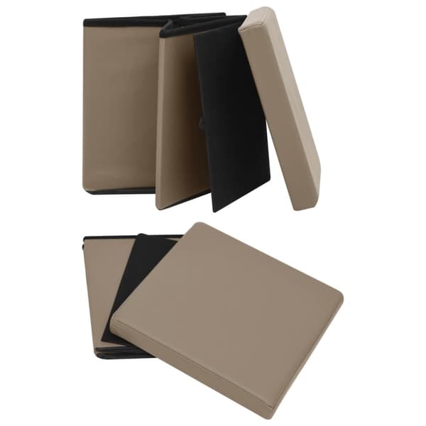 foldbar opbevaringspuf PVC cappuccinofarvet
