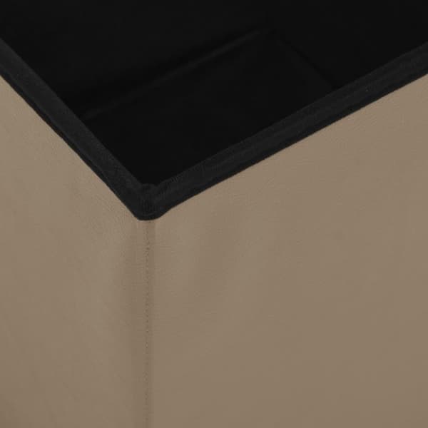 foldbar opbevaringspuf PVC cappuccinofarvet