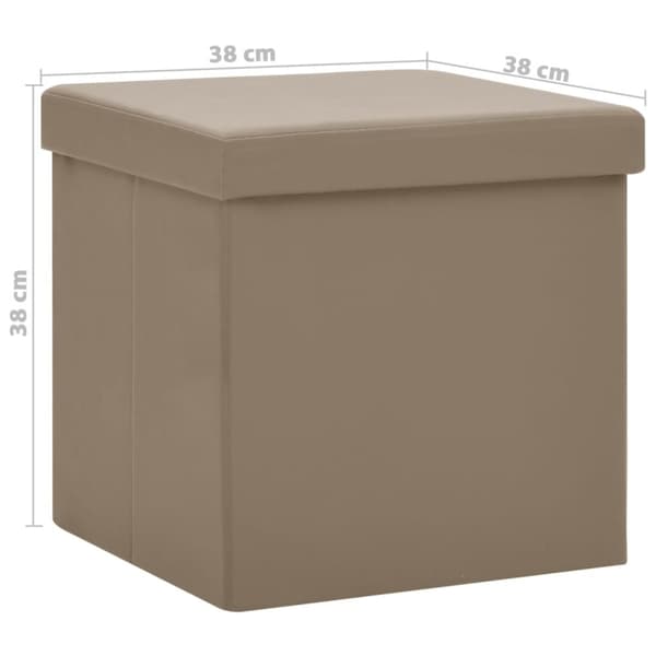 foldbar opbevaringspuf PVC cappuccinofarvet