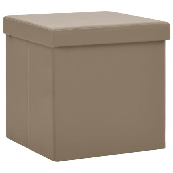 foldbar opbevaringspuf PVC cappuccinofarvet