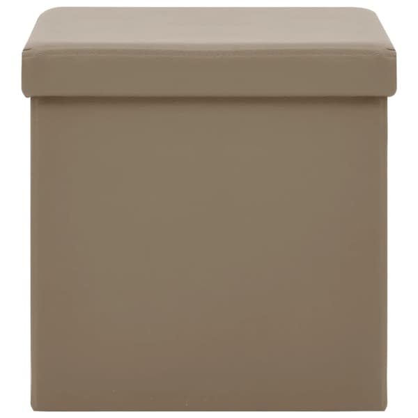 foldbare opbevaringspuffer 2 stk. PVC cappuccinofarvet