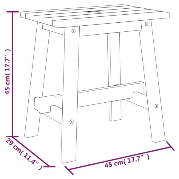 Pall 45x29x45 cm rektangulär massivt akaciaträ