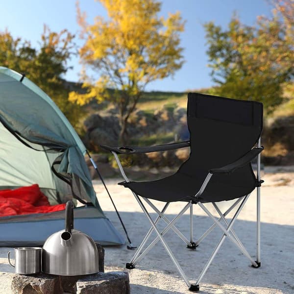 Rootz Campingstol - Sæt med 2 campingstole - Bærbar stol - Foldestol - Letvægtsstol - Picnicstol - Holdbar campingstol - Sort - 84 x 52 x 81 cm