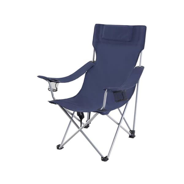 Rootz Camping tuoli - Taittuva retkeilytuoli - Kannettava retkeilytuoli - Kevyt retkeilytuoli - Ulkotuoli - Käsinojilla - Tummansininen - 81 x 70 x 91