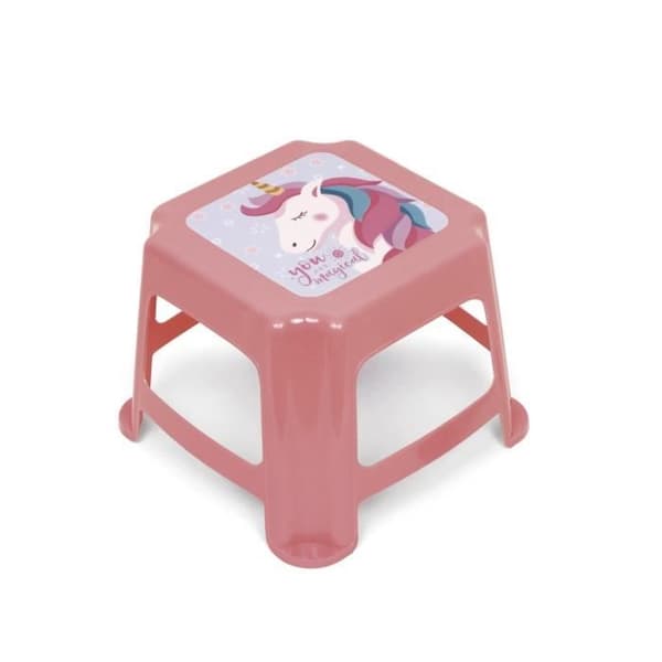Plastpall 27x27x21cm - ZASKA-Unicorn - Rosa - Stapelbar - Motståndskraftig - Säker