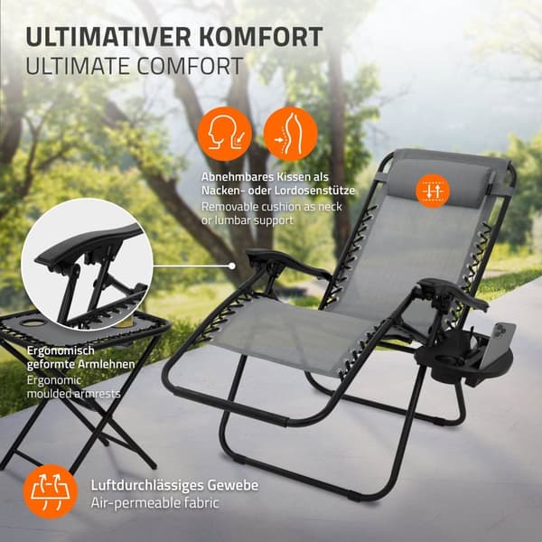 Solstolsset 3-delat grått hopfällbart med bord ML-Design