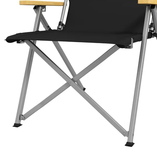 Rootz Campingstol - Vejrbestandig - Foldestol - Inklusiv transporttaske - Udendørsstol - 600d Oxford stof - Bøgetræ - Sort - 74L x 59,5W x 98H cm