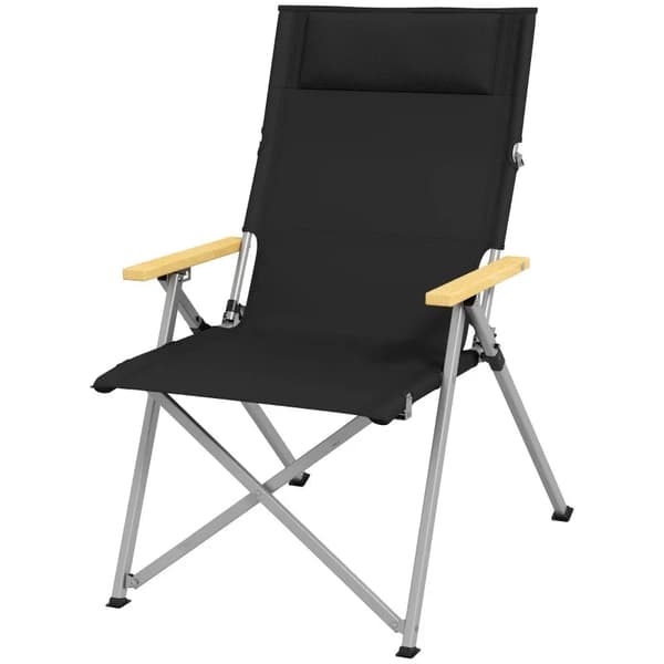 Rootz Campingstol - Vejrbestandig - Foldestol - Inklusiv transporttaske - Udendørsstol - 600d Oxford stof - Bøgetræ - Sort - 74L x 59,5W x 98H cm