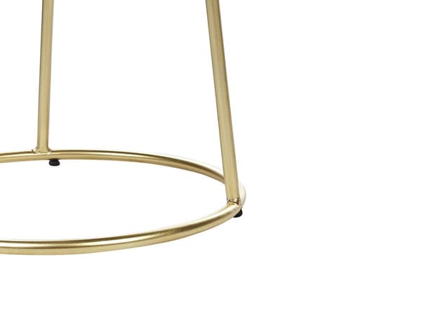 Fotskammel Beige Fløyel Metall ø 35 cm Gullfarget understell Rund form Moderne Glamorøs Krakk Tilbehør