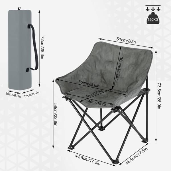 Rootz Ultimate Outdoor -taitettava tuoli - Kannettava tuoli - Kokoontaitettava tuoli - Mukava istuvuus - Tukeva muotoilu - Helppo säilytys - 63 cm x 7