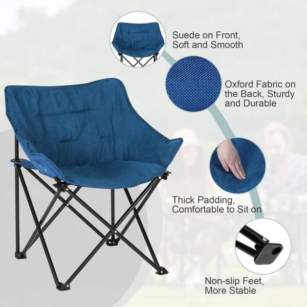 Rootz Ultimate Comfort Folding Camping Stol - Bærbar Stol - Udendørs siddepladser - Holdbart Oxford stof - Let og kompakt - Stilfuldt imiteret ruskind