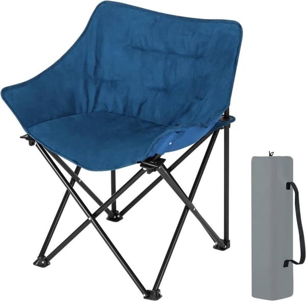 Rootz Ultimate Comfort Folding Camping Stol - Bærbar Stol - Udendørs siddepladser - Holdbart Oxford stof - Let og kompakt - Stilfuldt imiteret ruskind