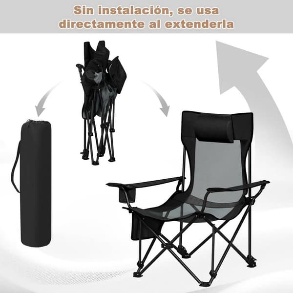 Rootz Ultimate Outdoor Folding Chair - Justerbar vilstol - Bärbar sits - Bekväm, hållbar, enkel förvaring - 600D Oxford-tyg - 84cm x 89cm x 65cm (sitt