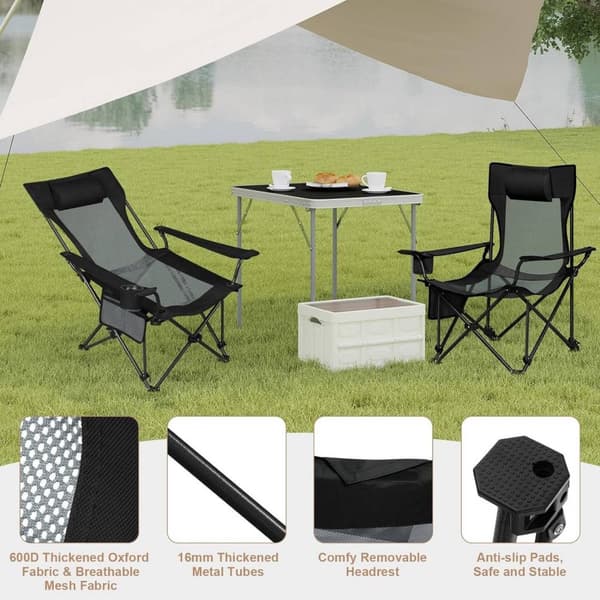 Rootz Ultimate Outdoor Folding Chair - Justerbar vilstol - Bärbar sits - Bekväm, hållbar, enkel förvaring - 600D Oxford-tyg - 84cm x 89cm x 65cm (sitt