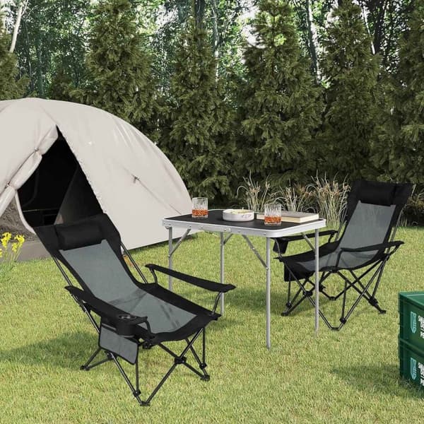 Rootz Ultimate Outdoor Folding Chair - Justerbar vilstol - Bärbar sits - Bekväm, hållbar, enkel förvaring - 600D Oxford-tyg - 84cm x 89cm x 65cm (sitt