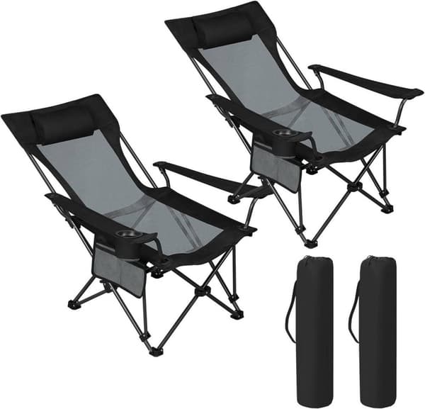 Rootz Ultimate Outdoor Folding Chair - Justerbar vilstol - Bärbar sits - Bekväm, hållbar, enkel förvaring - 600D Oxford-tyg - 84cm x 89cm x 65cm (sitt