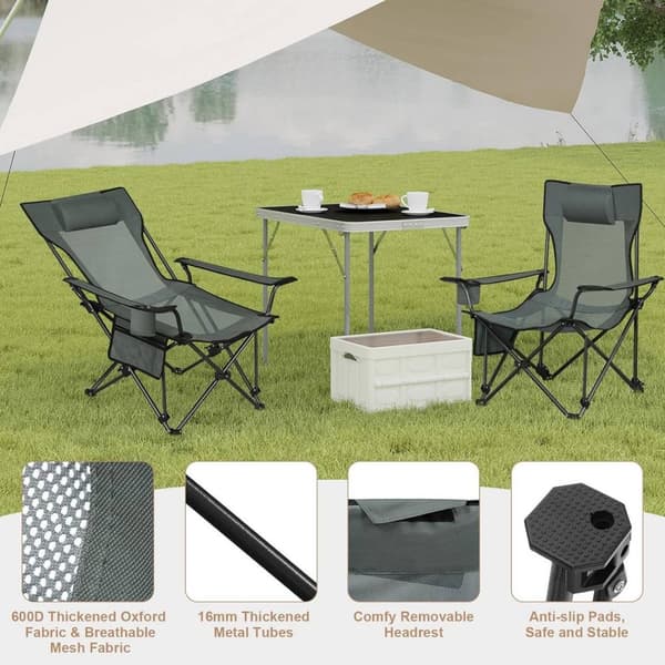 Rootz Ultimate Outdoor Foldestol - Justerbar hvilestol - Bærbart sæde - Holdbart, behageligt, praktisk - 600D Oxford stof - 84 cm x 89 cm x 65 cm (sid