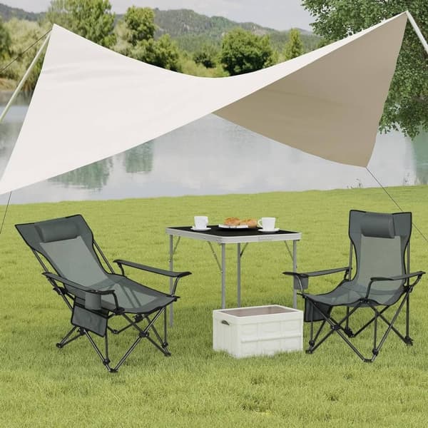 Rootz Ultimate Outdoor Foldestol - Justerbar hvilestol - Bærbart sæde - Holdbart, behageligt, praktisk - 600D Oxford stof - 84 cm x 89 cm x 65 cm (sid