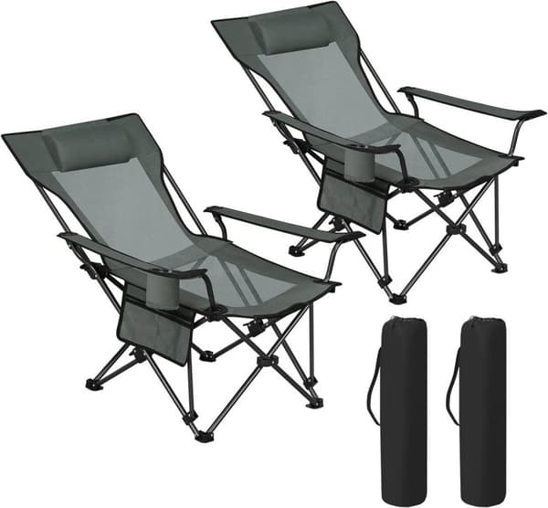 Rootz Ultimate Outdoor Foldestol - Justerbar hvilestol - Bærbart sæde - Holdbart, behageligt, praktisk - 600D Oxford stof - 84 cm x 89 cm x 65 cm (sid