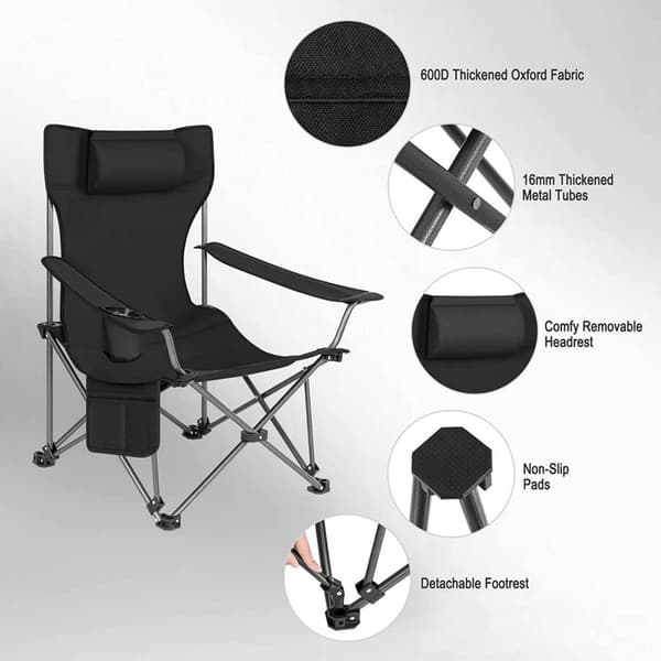 Rootz Ultimate Outdoor Foldestol - Justerbar liggestol - Bærbar fiskestol - Alsidig, holdbar, let - 600D Oxford stof - 115 cm x 88,5 cm x 84 cm (sidde