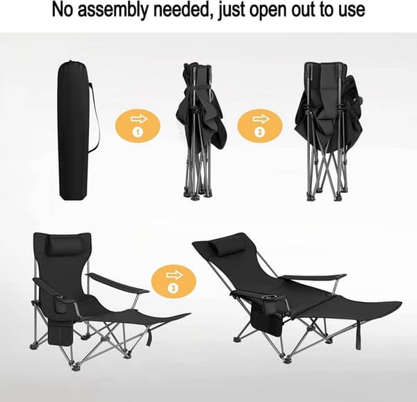 Rootz Ultimate Outdoor Foldestol - Justerbar liggestol - Bærbar fiskestol - Alsidig, holdbar, let - 600D Oxford stof - 115 cm x 88,5 cm x 84 cm (sidde
