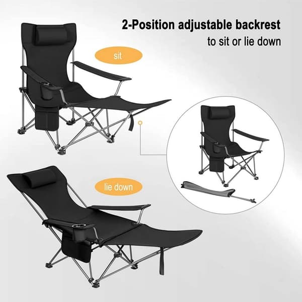 Rootz Ultimate Outdoor Foldestol - Justerbar liggestol - Bærbar fiskestol - Alsidig, holdbar, let - 600D Oxford stof - 115 cm x 88,5 cm x 84 cm (sidde