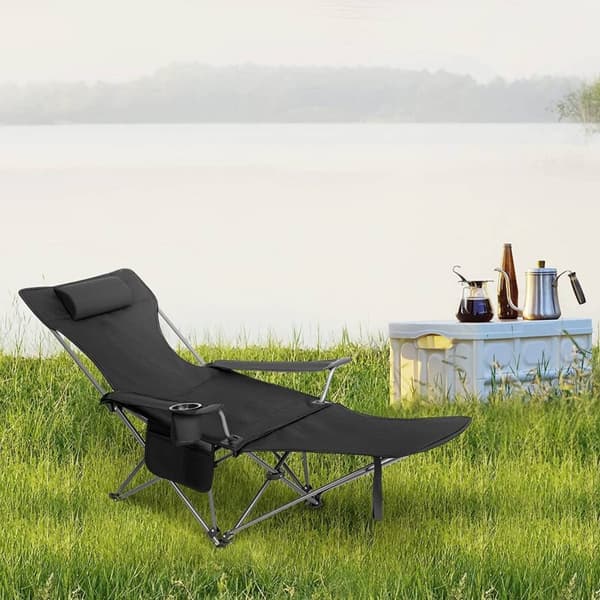 Rootz Ultimate Outdoor Foldestol - Justerbar liggestol - Bærbar fiskestol - Alsidig, holdbar, let - 600D Oxford stof - 115 cm x 88,5 cm x 84 cm (sidde
