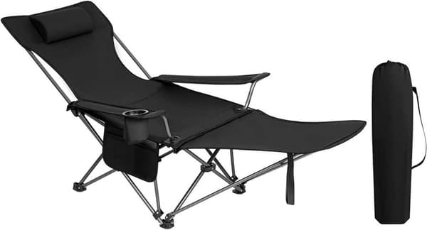 Rootz Ultimate Outdoor Foldestol - Justerbar liggestol - Bærbar fiskestol - Alsidig, holdbar, let - 600D Oxford stof - 115 cm x 88,5 cm x 84 cm (sidde