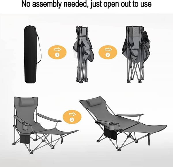 Rootz Ultimate Outdoor Foldestol - Justerbar stol - Bærbar stol - Komfortabel, let, holdbar - 600D Oxford-stof - 115 cm x 88,5 cm x 84 cm (siddende),