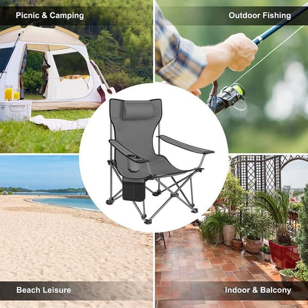 Rootz Ultimate Outdoor Foldestol - Justerbar stol - Bærbar stol - Komfortabel, let, holdbar - 600D Oxford-stof - 115 cm x 88,5 cm x 84 cm (siddende),