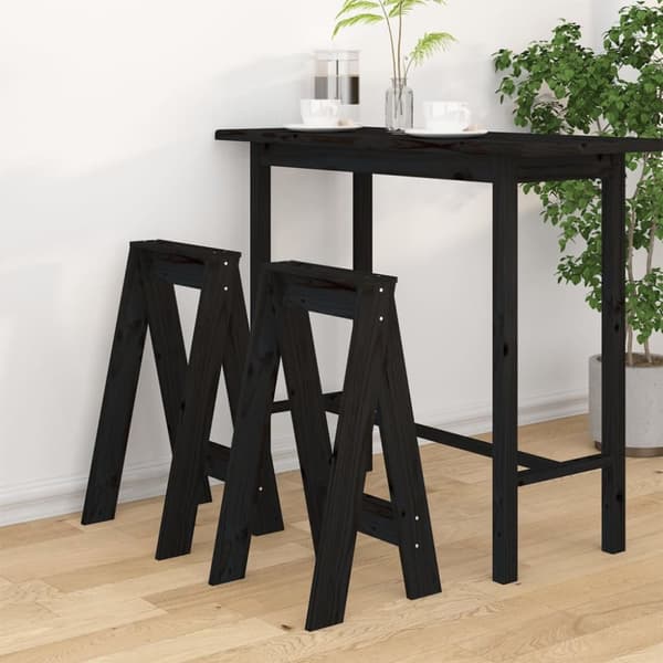 vidaXL taburetter 2 stk. 40x40x75 cm massivt fyrretræ sort -  Foldestole