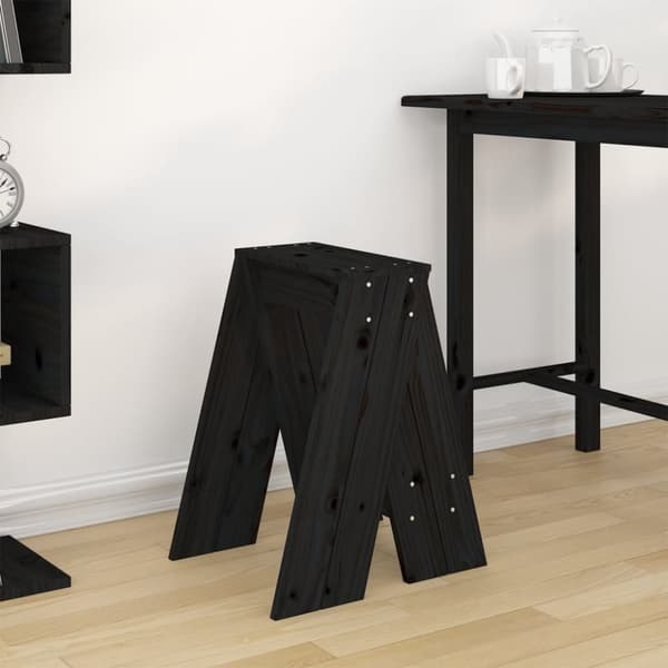 vidaXL taburetter 2 stk. 40x40x60 cm massivt fyrretræ sort -  Foldestole