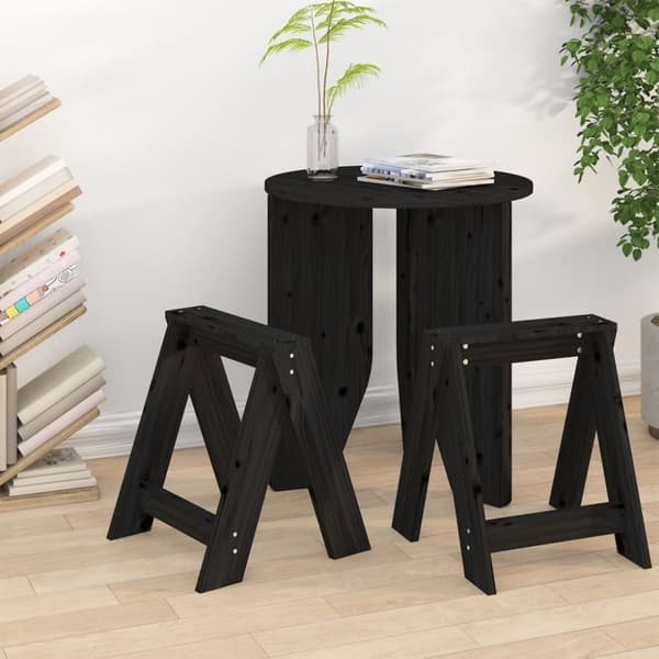 vidaXL Jakkarat 2 kpl musta 40x40x45 cm täysi mänty -  Kokoontaitettavat tuolit & jakkarat