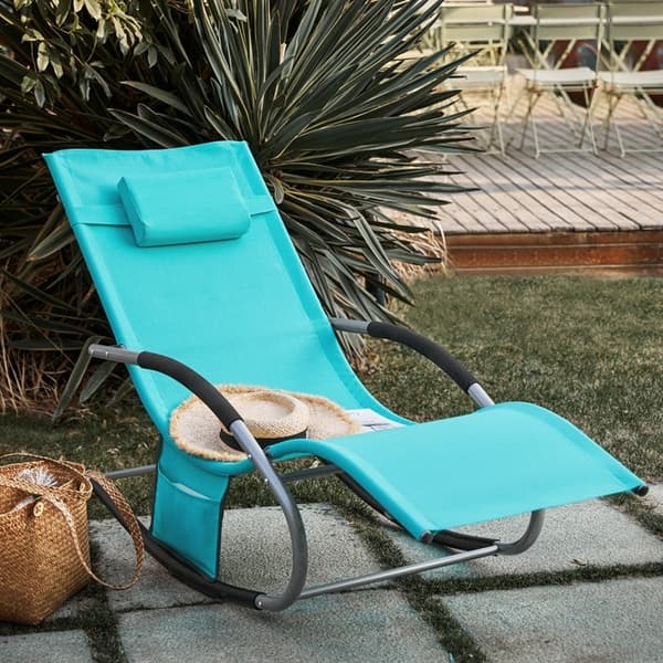 Rootz Garden Lounger - Aurinkotuoli - Lepotuoli - Hengittävä synteettinen kuitu - Irrotettava tyyny - Integroidut sivutaskut - Pehmeät EVA-käsinojat -