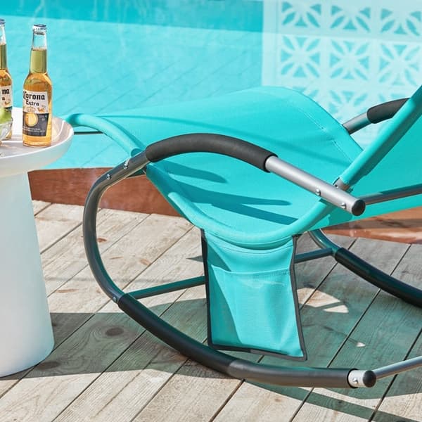 Rootz Garden Lounger - Aurinkotuoli - Lepotuoli - Hengittävä synteettinen kuitu - Irrotettava tyyny - Integroidut sivutaskut - Pehmeät EVA-käsinojat -