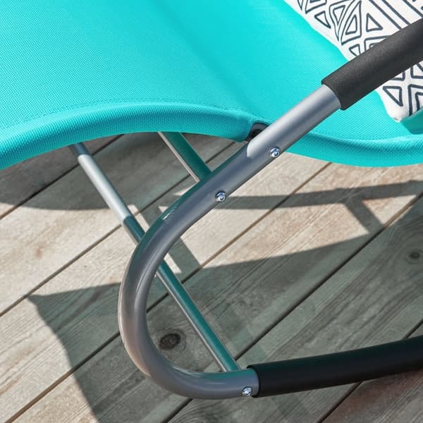 Rootz Garden Lounger - Aurinkotuoli - Lepotuoli - Hengittävä synteettinen kuitu - Irrotettava tyyny - Integroidut sivutaskut - Pehmeät EVA-käsinojat -