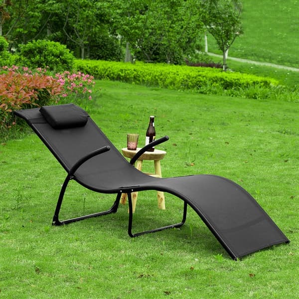 Rootz Garden Lounger - Sammenfoldelig liggestol - Liggestol - Holdbart syntetisk fiberstof - Body-Contouring Design - Pladsbesparende sammenfoldelig f
