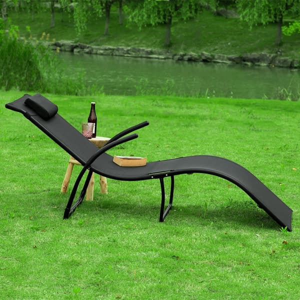 Rootz Garden Lounger - Sammenfoldelig liggestol - Liggestol - Holdbart syntetisk fiberstof - Body-Contouring Design - Pladsbesparende sammenfoldelig f