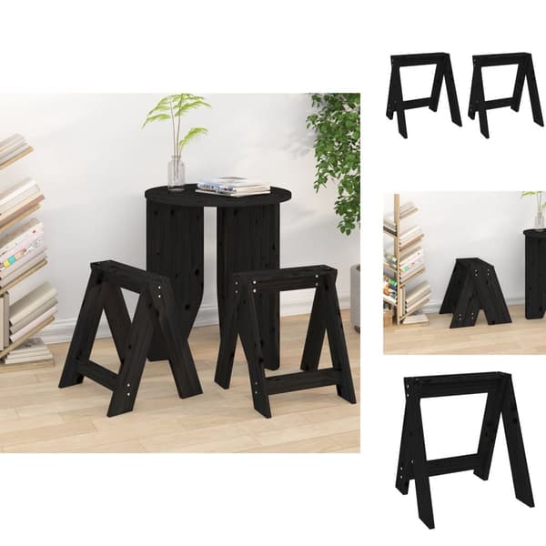 Foldestole - Living taburetter 2 stk. 40x40x45 cm massivt fyrretræ sort