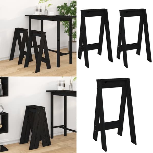 Pallar 2 st svart 40x40x75 cm massiv furu - Pall - Pallar - Home & Living