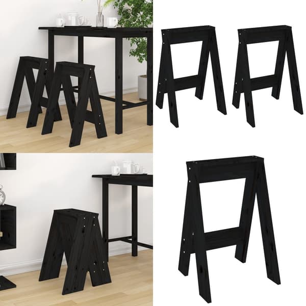 Pallar 2 st svart 40x40x60 cm massiv furu - Pall - Pallar - Home & Living