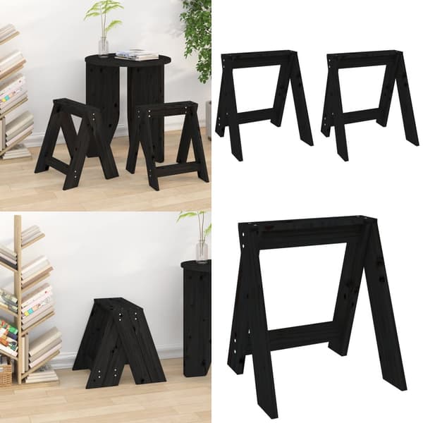 Pallar 2 st svart 40x40x45 cm massiv furu - Pall - Pallar - Home & Living