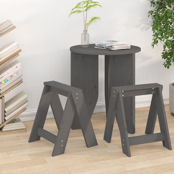Pallar 2 st grå 40x40x45 cm massiv furu - Pall - Pallar - Home & Living