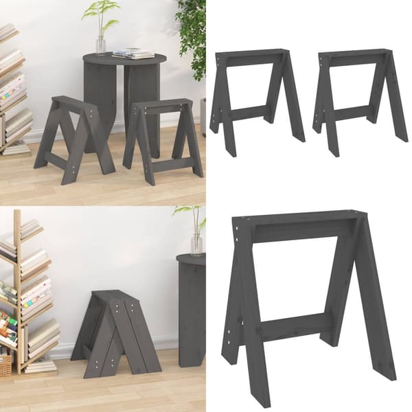 Pallar 2 st grå 40x40x45 cm massiv furu - Pall - Pallar - Home & Living
