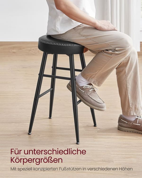 Rootz 2-delat set Barstolar - Kökspallar - Counter Height Stolar - Stålstomme - Högelastiskt skum - PU syntetiskt läder - Plywood - 49,5 cm x 49,5 cm