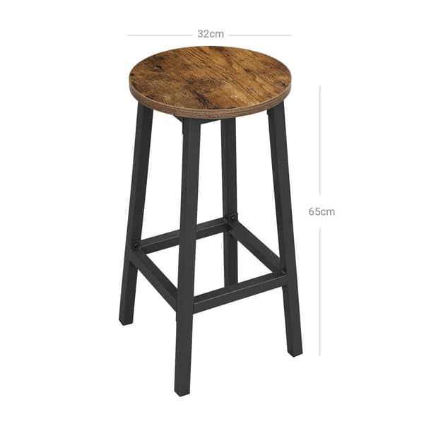 Rootz Vintage Brun-Svart Barstolset - Träpall - Stålstomme - Rustik möbel - 32cm x 65cm - 8kg - 150kg Kapacitet