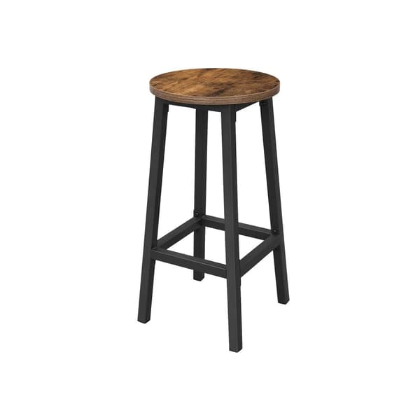 Rootz Vintage Brun-Svart Barstolset - Träpall - Stålstomme - Rustik möbel - 32cm x 65cm - 8kg - 150kg Kapacitet