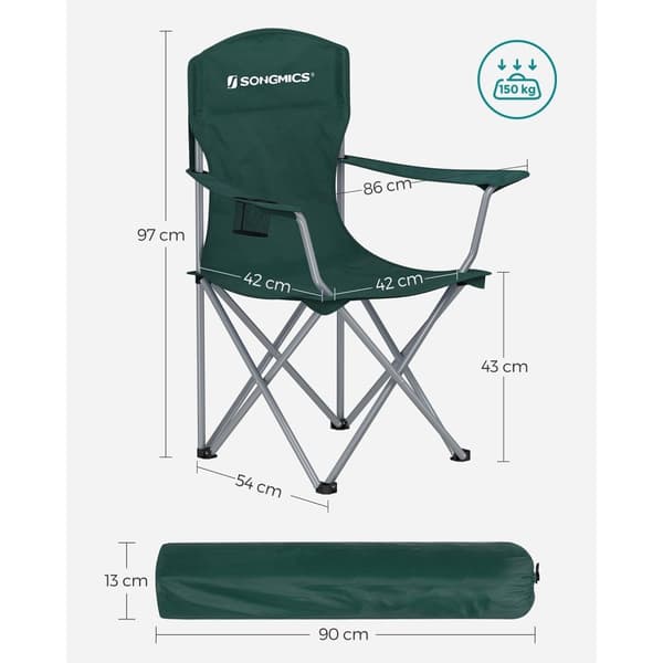 Rootz Dark Green 2-osainen retkeilytuoli - Teräsrunko - Oxford-kangas - Kannettavat taitettavat tuolit - Kompakti muotoilu - Kevyt - 54cm x 86cm x 97c