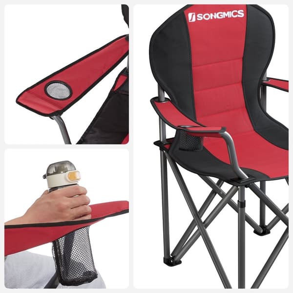 Rootz 2 Pack Red Camping tuolit - Ulkotuolit - Kannettavat istuimet - 600D Oxford Cloth - Vaahtomuovipehmuste - Jauhemaalatut metalliputket - 90cm x 5