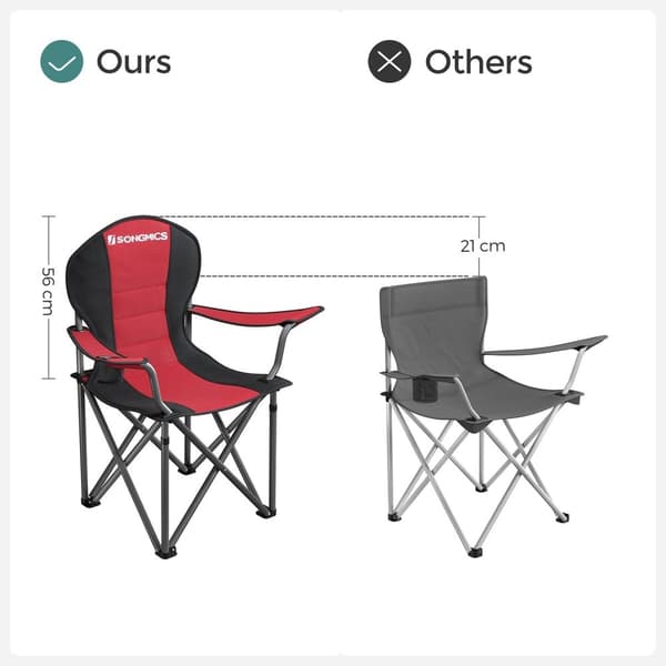 Rootz 2 Pack Red Camping tuolit - Ulkotuolit - Kannettavat istuimet - 600D Oxford Cloth - Vaahtomuovipehmuste - Jauhemaalatut metalliputket - 90cm x 5